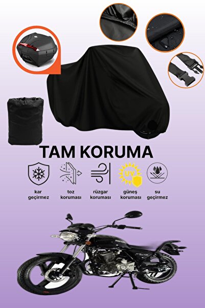 dokaca Black Rear Bag Compatible Mondial 150 Mr Compatible Motorcycle Tarpaul...