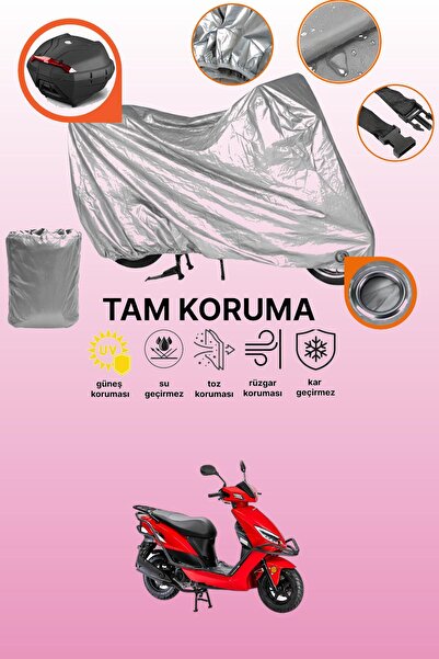 dokaca غطاء دراجة نارية متوافق مع كانوني نيف 50 مع قفل رمادي وحقيبة خلفية، غطاء حماية