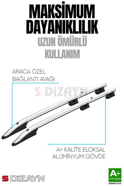S Dizayn S-Dizayn Fiat Fiorino Aluminyum Gri Tavan Çıtası Sport Model 2008 Üzeri A+ Kalite FI-FI1-SP-STV-GR