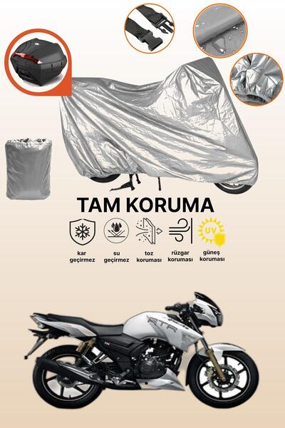 dokaca حقيبة خلفية رمادية متوافقة مع TVS Apache RTR 180، غطاء محرك متوافق، غط...
