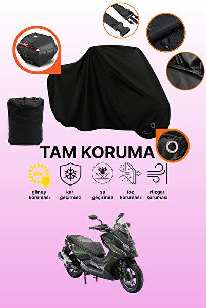 dokaca غطاء دراجة نارية متوافق مع Kymco DTX 250 مع قفل أسود وحقيبة خلفية، غطا...