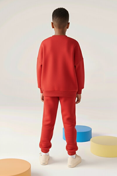 Minipodyum Nakış Detaylı Erkek Çocuk Alt Üst Eşofman Takımı