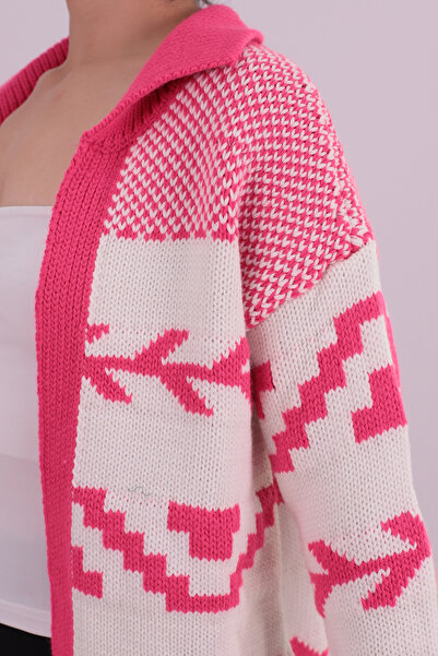 armonika Women's Fuchsia Belted Knit Cardigan Arm-26K136043