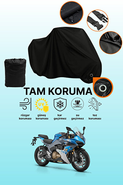 dokaca Black Compatible with Lock Rks Srk550 Rs Compatible Motorcycle Tarpaulin