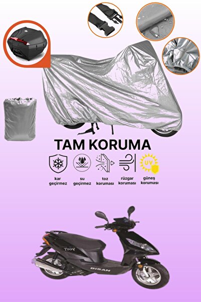 dokaca حقيبة خلفية رمادية متوافقة مع بيسان تروي 100، غطاء واقي للدراجة النارية