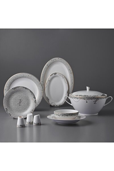Jumbo Janti Gri 60 Parça 12 Kişilik Yemek Takımı