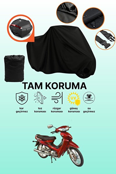dokaca Black Rear Bag Compatible Mondial 110 ft Compatible Motorcycle Tarpaul...