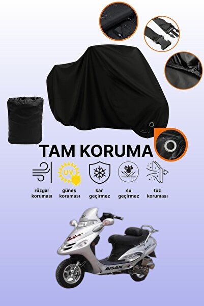dokaca Bisan Pacific 125 Compatible Motorcycle Tarpaulin Compatible with Blac...