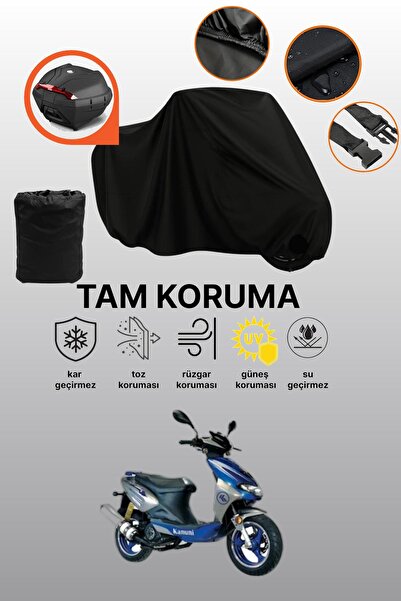 dokaca حقيبة خلفية سوداء متوافقة مع كانوني هوسار 125، غطاء واقي للدراجات النارية