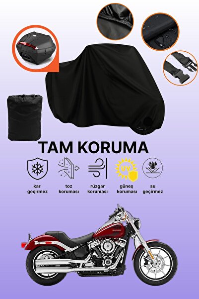 dokaca حقيبة خلفية سوداء متوافقة مع دراجة نارية هارلي ديفيدسون سوفتيل لو رايدر، غطاء واقي