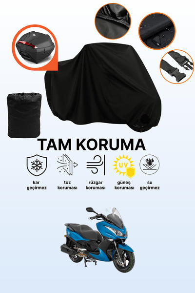 dokaca Black Rear Bag Compatible Kanuni Reha 250 Compatible Motorcycle Tarpau...