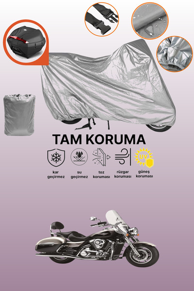 dokaca حقيبة خلفية رمادية متوافقة مع Kawasaki VN 1700 Classic Tourer، غطاء مح...