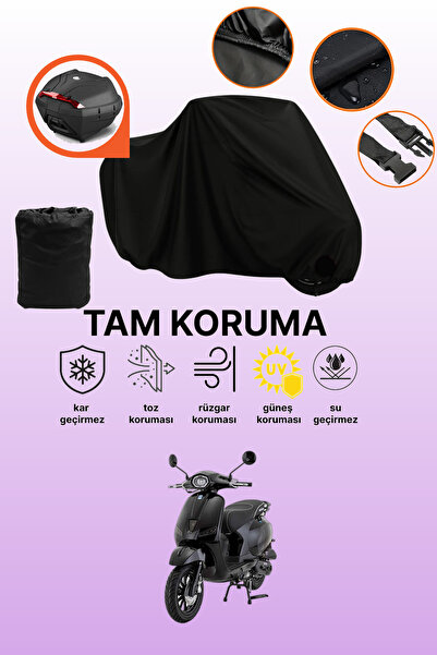 dokaca Black Rear Bag Compatible Mondial 50 Wing Compatible Motorcycle Tarpau...