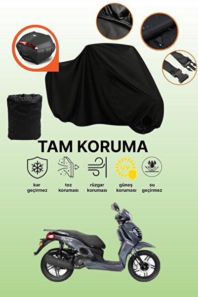 dokaca Black Rear Bag Compatible Kanuni Merlin S Compatible Motorcycle Tarpau...