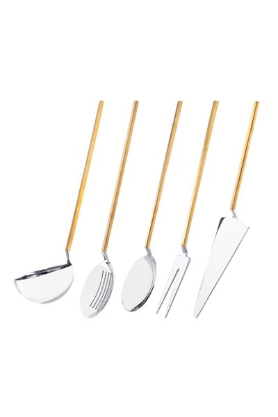 Jumbo 9100 5 Piece Matte Gold Serving Set