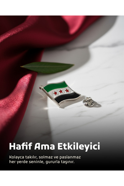 Zaytoon Yeni Suriye Bayrak Unisex Yaka Mineli Rozeti 21 mm A300029