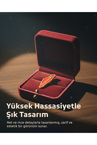 Zaytoon Filistin Rozeti, Kırmızı PALESTINE Yazılı Harita İçinde Filistin Rozeti.