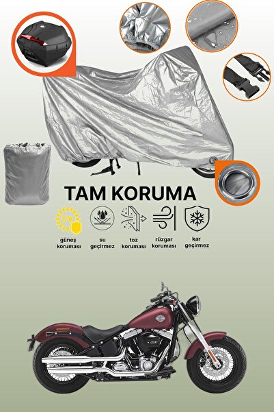 dokaca حقيبة خلفية وقفل باللون الرمادي متوافقة مع دراجة نارية هارلي ديفيدسون سوفتيل سليم FLS المتوافقة مع قماش الدراجات النارية