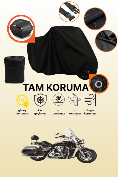 dokaca غطاء حماية أسود متوافق مع Kawasaki VN 1700 Classic Tourer متوافق مع غط...