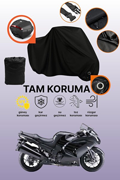 dokaca حقيبة خلفية سوداء متوافقة مع Kawasaki ZZR 1400 ABS، غطاء دراجة نارية م...