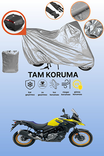 dokaca حقيبة خلفية رمادية متوافقة مع سوزوكي V-Strom 650 XT ABS، غطاء محرك متو...