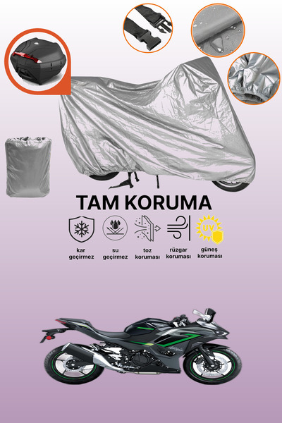 dokaca حقيبة خلفية رمادية متوافقة مع دراجة كاواساكي نينجا 500 SE، غطاء واقي ل...