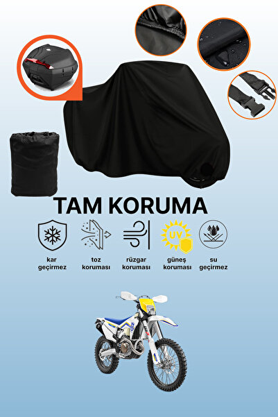 dokaca Black Rear Bag Compatible Husqvarna Fe 450 Compatible Motorcycle Tarpa...