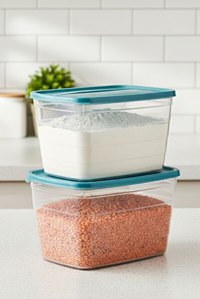 Flosoft 2’li Tablet Ve Toz Deterjan Saklama Kutusu Seti, Un Şeker Bakliyat Saklama Kabı Seti 3,5+3,5 Litre