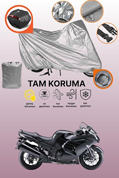 dokaca حقيبة خلفية وقفل رمادي متوافقة مع Kawasaki ZZR 1400 ABS، غطاء دراجة نا...