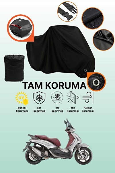 dokaca قفل أسود وحقيبة خلفية متوافقة مع بياجيو بيفرلي سبورت تورينج 350، يعني أن قماش المحرك متوافق أيضًا