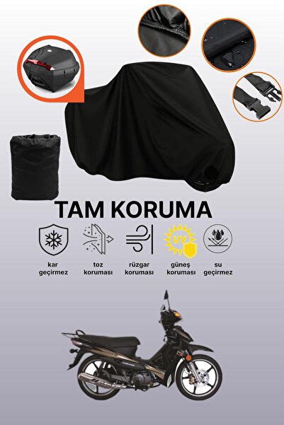 dokaca Black Rear Bag Compatible Rks Jaguar 100 Compatible Motorcycle Tarpaul...