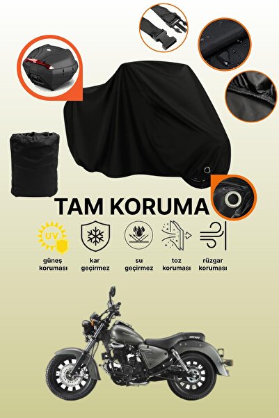 dokaca غطاء دراجة نارية متوافق مع Keeway Land Cruiser 250، غطاء واقي أسود متو...