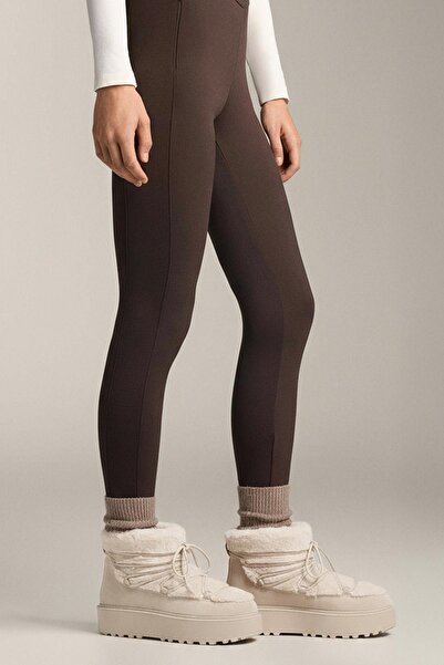 Oysho Bağcıklı süet tüylü çizme