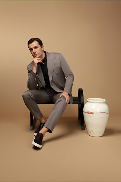 Kiğılı Regular Fit Pamuklu Lyocell Kruvaze Takım Elbise