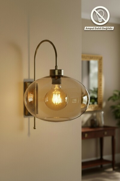 Bamyum Solvia Honey Color Glass Sconce Wall Lamp Modern Hotel Cafe Vintage Living Room Bedroom Staircase Retro