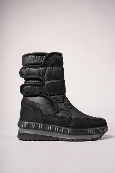 Zerenyus Чорні жіночі снігові чоботи - з хутром всередині та застібкою-липучкою