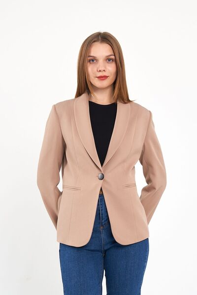 Blue Black Bej Kadın Şal Yaka Ceket, regular kalıp, astarlı, rahat kesim