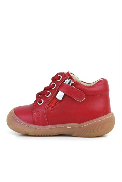 hapshoe Anatomik Yumuşak Hakiki Deri Fermuarlı Kırmızı Bebek Bot Ayakkabı