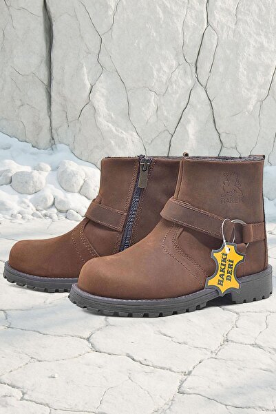 Rakerplus Chiron Genuine Leather Cinnamon Color Zippered Children's Boots