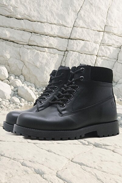 Rakerplus Neson Genuine Leather Black Winter Boots