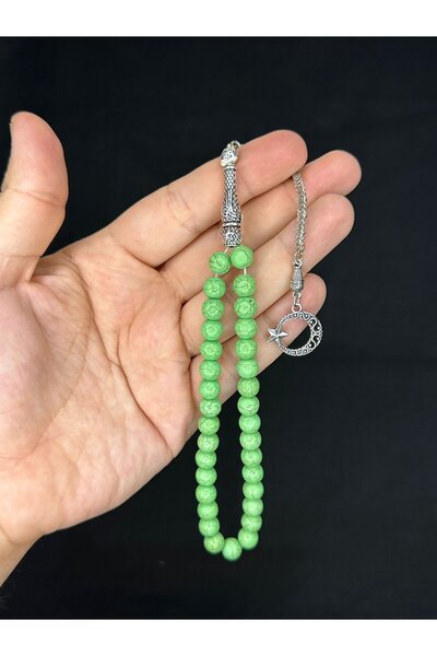 Anemore Collection حجر هاولايت أخضر فاتح - مسبحة طبيعية قطع كروية T-493