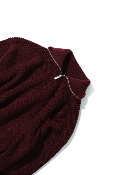 no7man Dreson burgundy collar zipper sweater