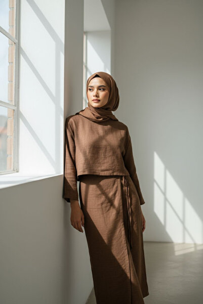 ENDAMIM Σετ λινό φούστα