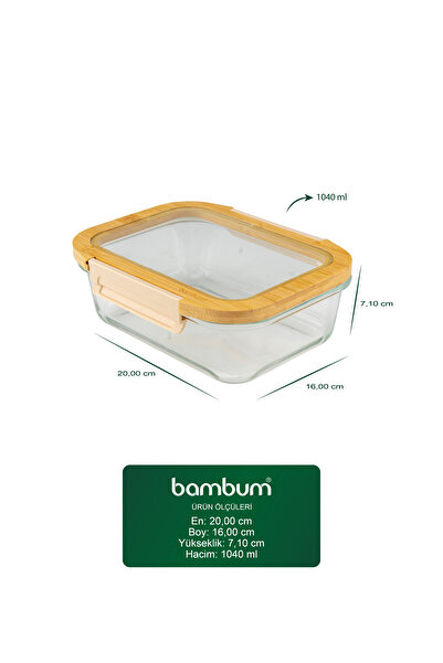 Bambum Moira Glass Storage Container with Lid and Lock 1040 ml