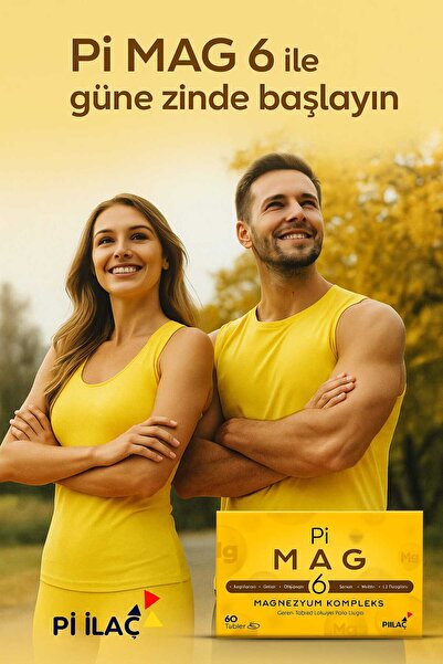Pİ MAG 6 6'lı Magnezyum Kompleks ; Bisglisinat, sitrat, Glukonat, Taurat, Mal...