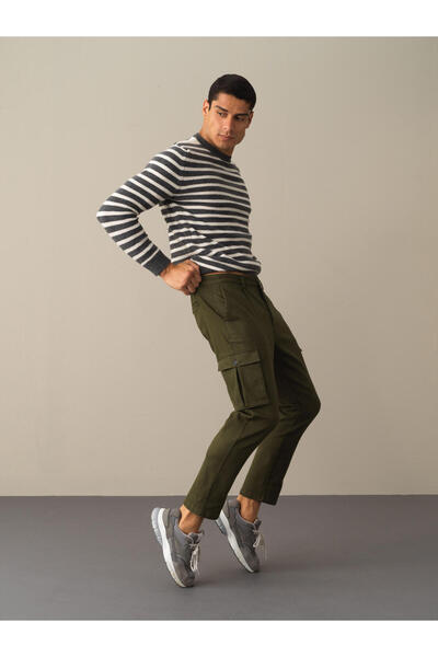 Xint Erkek Haki Pamuklu Kargo Cep Pantolon