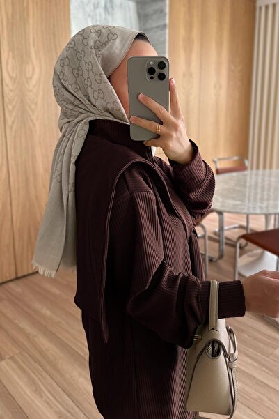 Ka Hijab 3-Piece Set with Shoulder Scarf - Brown