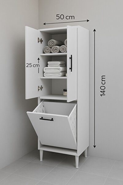 Teknor Orkide 2 Kapaklı Kirli Çamaşır Sepeti Dolabı 60x150