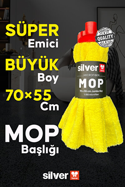 SİLVER HOME Süper Emici %100 Mikrofiber 70×55 Cm Jumbo Boy Sarı Mop Başlığı