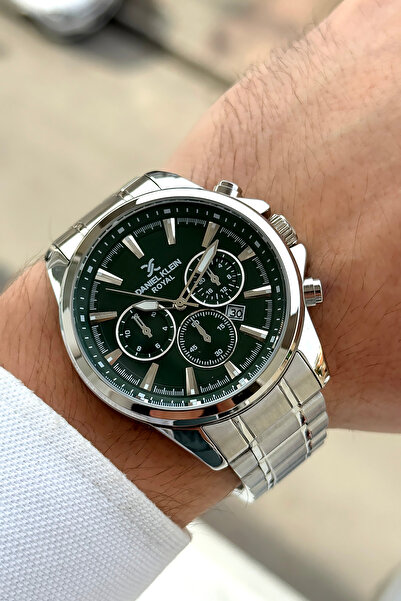 Daniel Klein ساعة رجالية مقاومة للماء بقرص أخضر وسوار فولاذي أصلي 100% مع ضما...